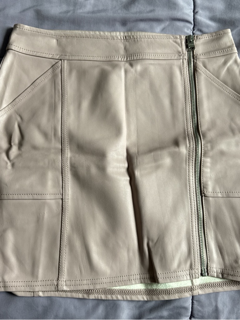 Women's Light Pink Leather Zip-Front Skirt Jacket